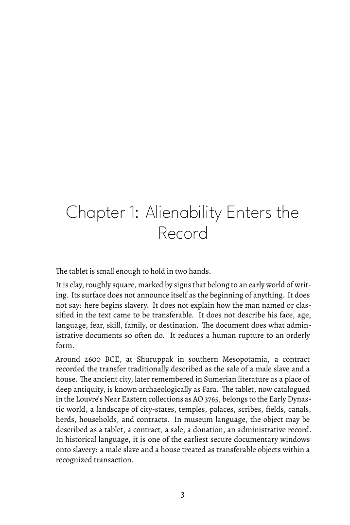 Rendered chapter opener for Alienability Enters the Record